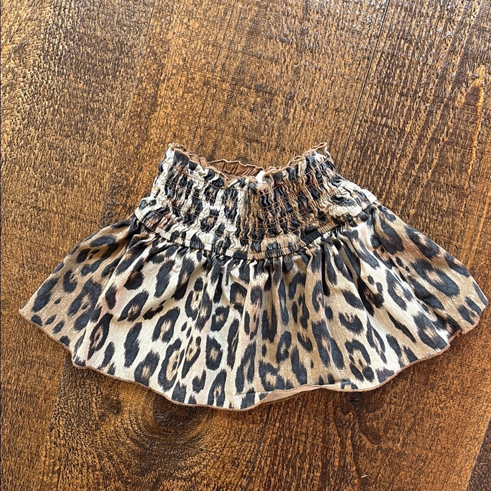 Leopard Print Smocked Waist Girls Skort